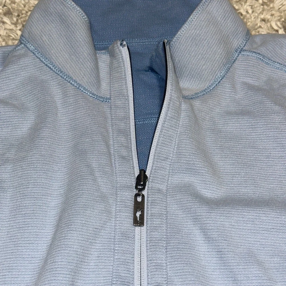 Tommy Bahama Mens Reversible Quarter Zip Pullover Blue Herringbone Marlin XL